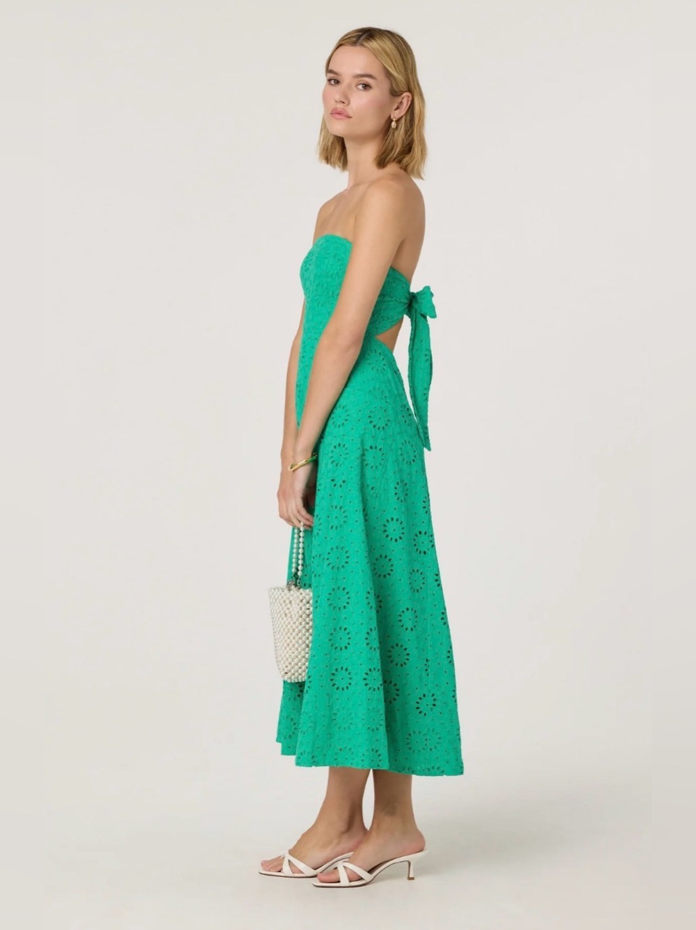 ASTR The Label Green Eyelet Tube Dress Medium